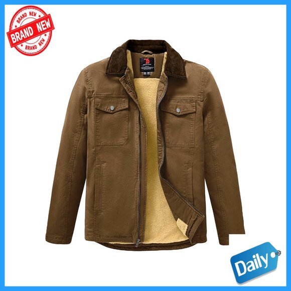 Heavyweight Sherpa Lined Work Jacket Full Zip 5 Pockets Detroit Style